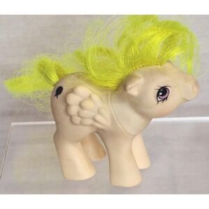 Vtg My Little Pony G1 Baby Surprise Pegasus White Neon Yellow Hair 1984 Hasbro